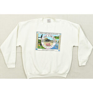 Oneita Power Sweats VTG Montana Big Sky Country Seeley Lake Sweatshirt XL White